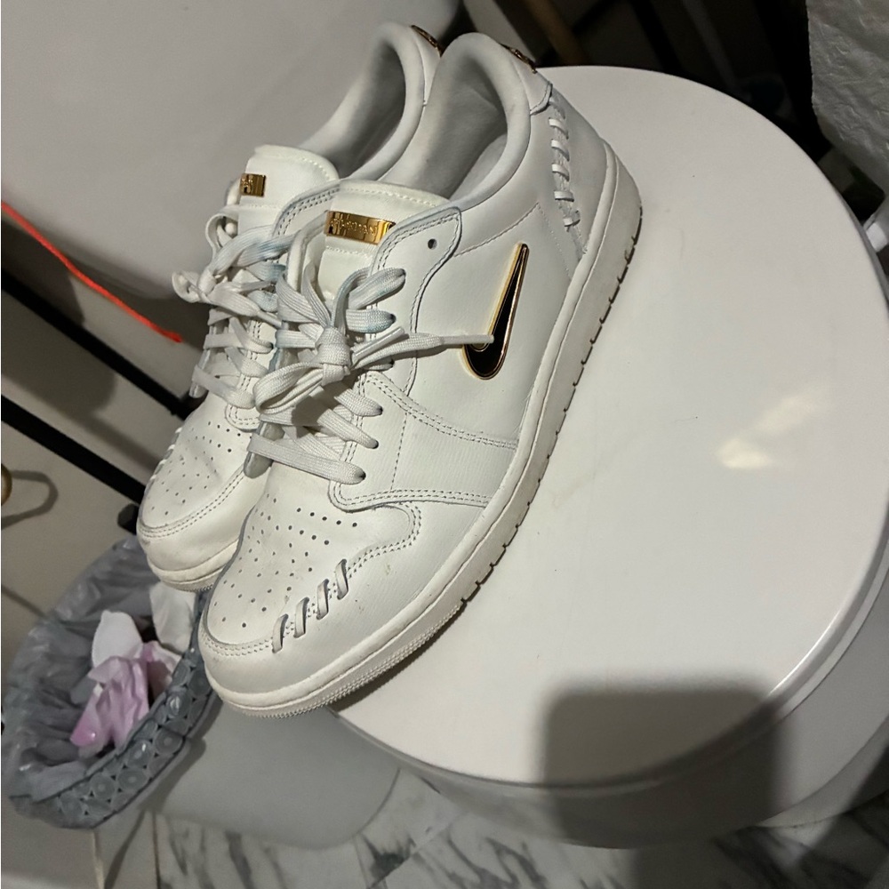 White and Gold Sneakers - Picture 2 of 2